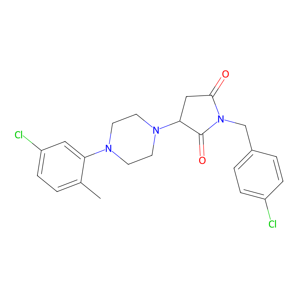 1-(4-Chlorobenzyl)-3-[4-(5-chloro-2-methylphenyl)piperazin-1-yl]pyrrolidine-2,5-dione molecular structure, CAS 5571-79-9