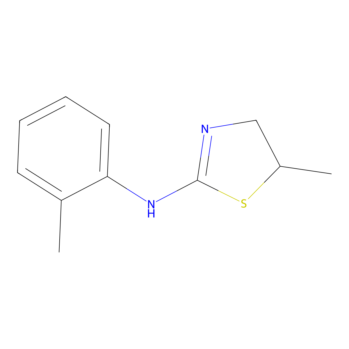 5-methyl-N-(2-methylphenyl)-4,5-dihydro-1,3-thiazol-2-amine molecular structure, CAS 5571-83-5