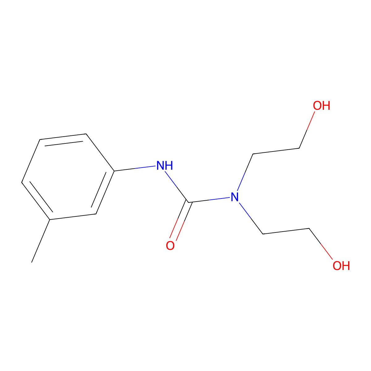 1,1-Bis(2-hydroxyethyl)-3-(m-tolyl)urea molecular structure, CAS 55711-56-3