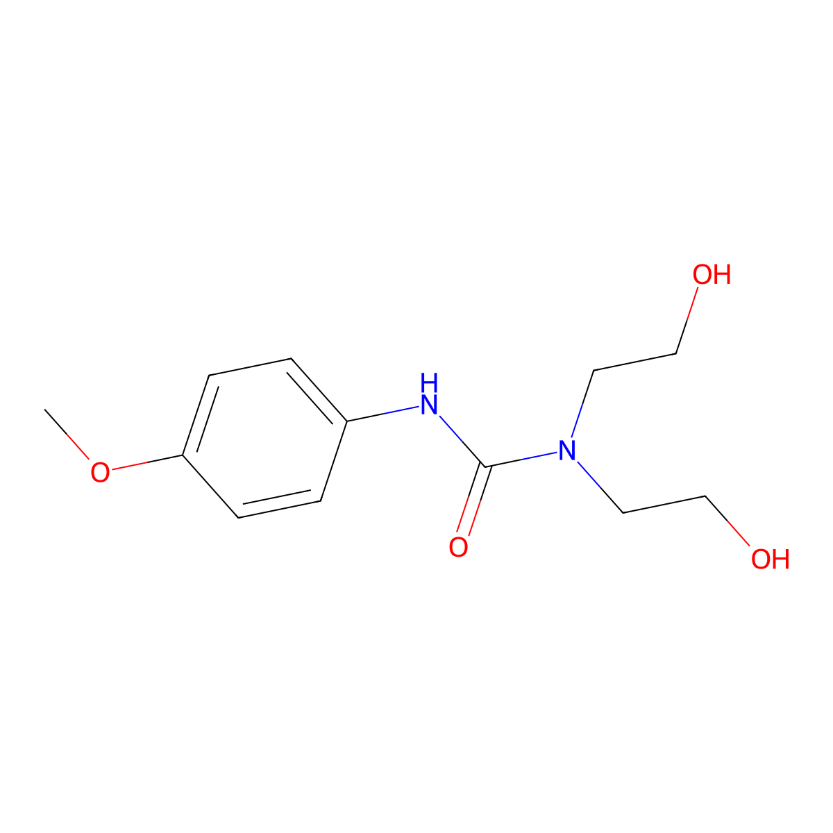 1,1-Bis(2-hydroxyethyl)-3-(4-methoxyphenyl)urea molecular structure, CAS 55711-57-4