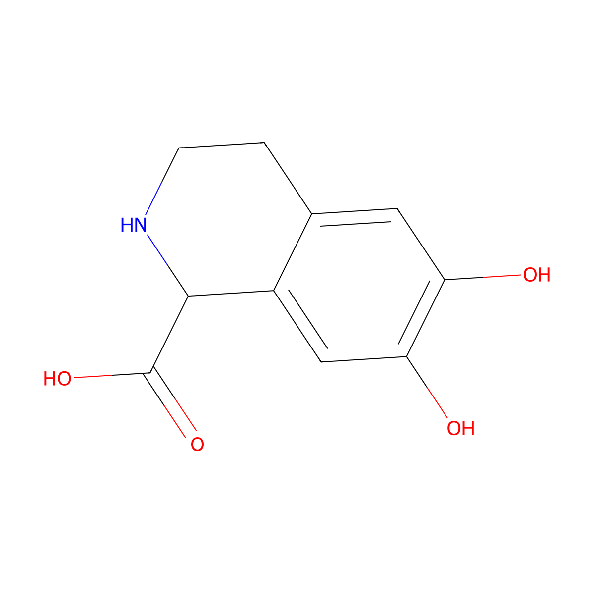 6,7-Dihydroxy-1,2,3,4-tetrahydroisoquinoline-1-carboxylic acid molecular structure, CAS 55717-59-4