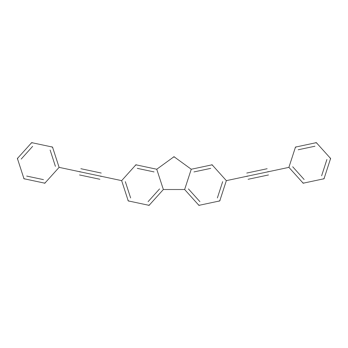 9H-Fluorene, 2,7-bis(phenylethynyl)- molecular structure, CAS 55718-44-0