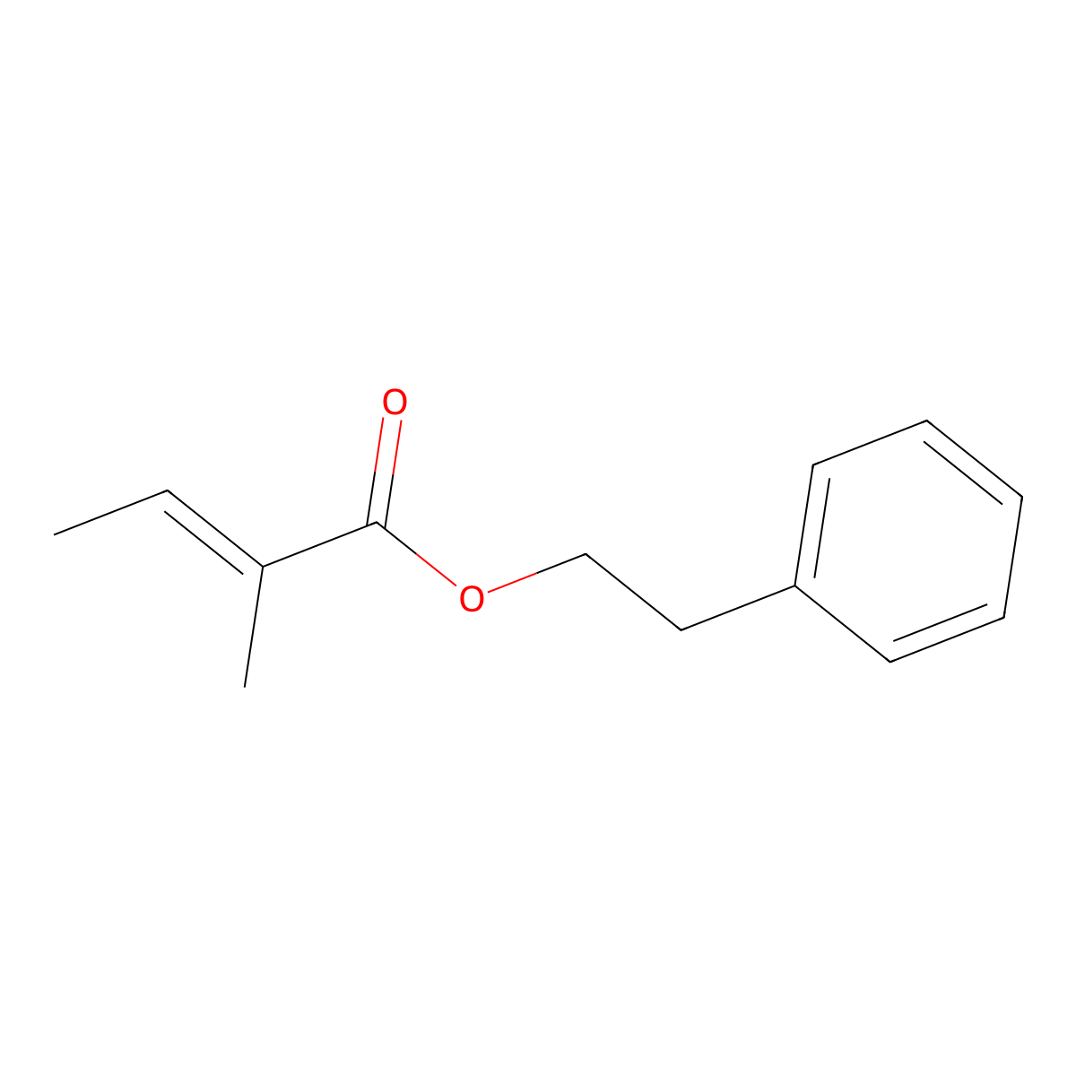 Phenylethyl tiglate molecular structure, CAS 55719-85-2