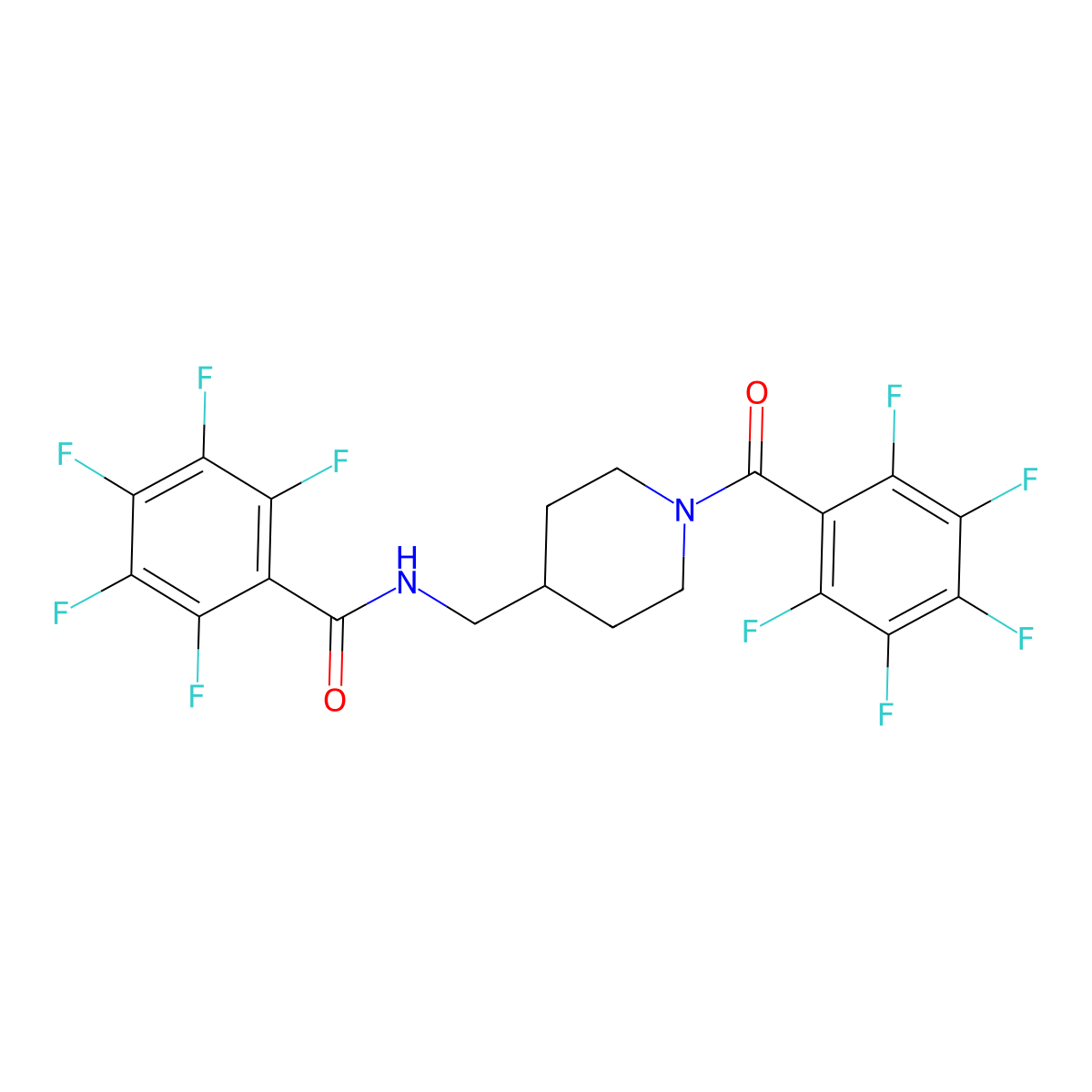 2,3,4,5,6-pentafluoro-N-[[1-(2,3,4,5,6-pentafluorobenzoyl)piperidin-4-yl]methyl]benzamide molecular structure, CAS 5572-61-2