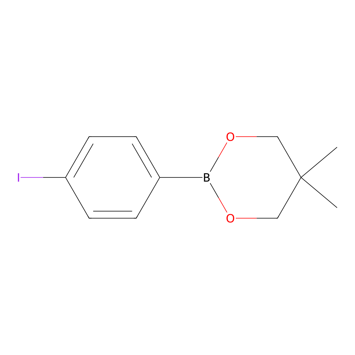 2-(4-Iodophenyl)-5,5-dimethyl-1,3,2-dioxaborinane molecular structure, CAS 5572-94-1