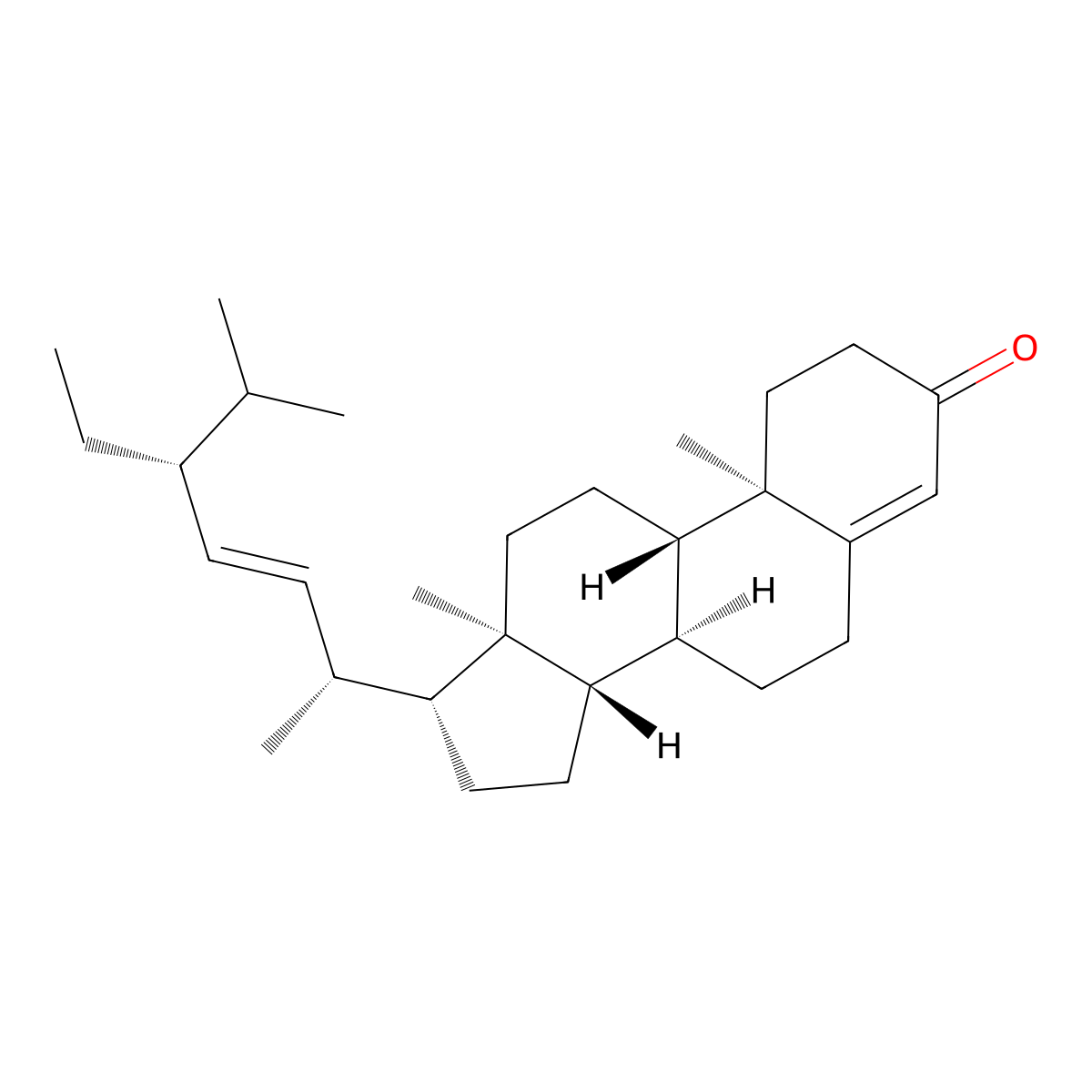 Stigmasta-4,22-dien-3-one, (22E,24R)- molecular structure, CAS 55722-32-2