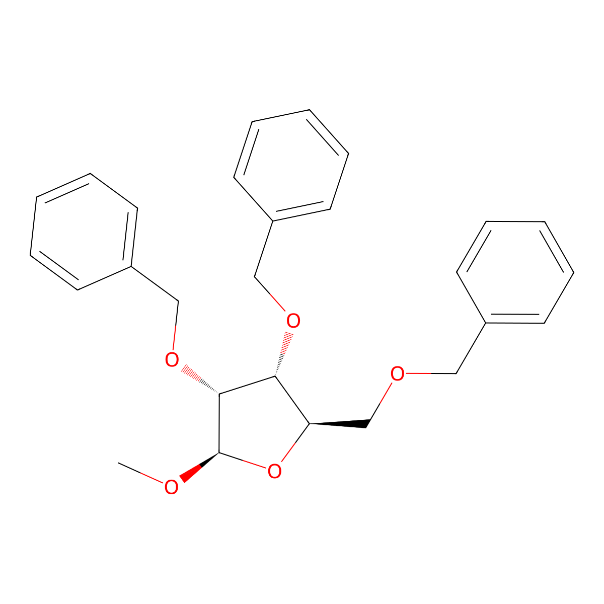 Methyl 2,3,5-tri-O-benzyl-beta-D-ribofuranoside molecular structure, CAS 55725-85-4