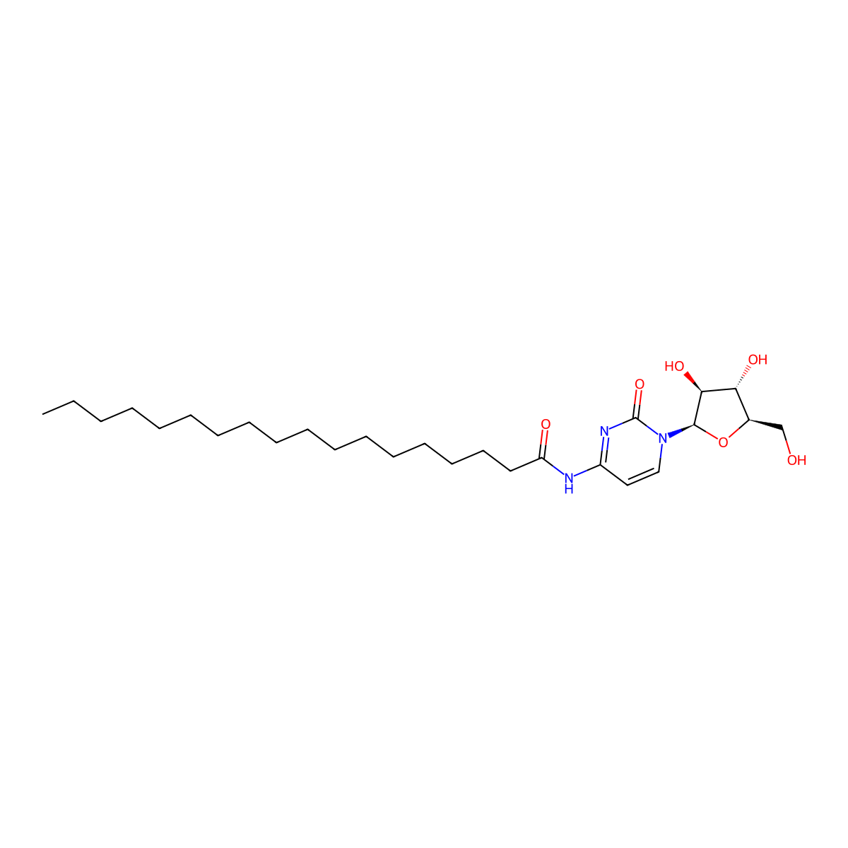 Cytosine, 1-beta-D-arabinofuranosyl-N(sup 4)-stearoyl- molecular structure, CAS 55726-44-8
