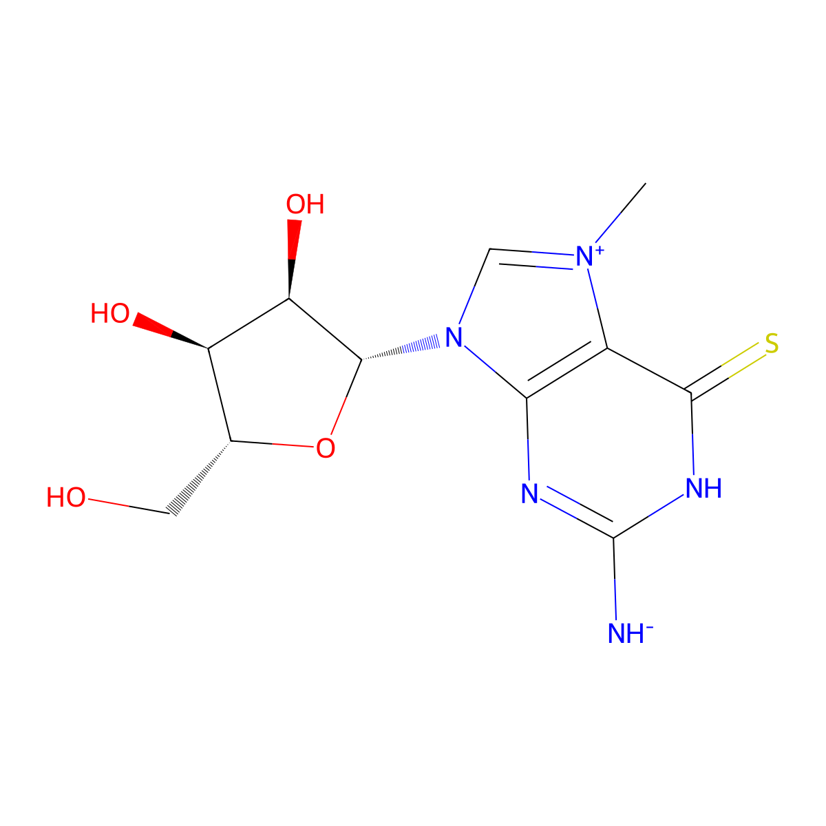 2-Amino-6-mercapto-7-methylpurine ribonucleoside molecular structure, CAS 55727-10-1