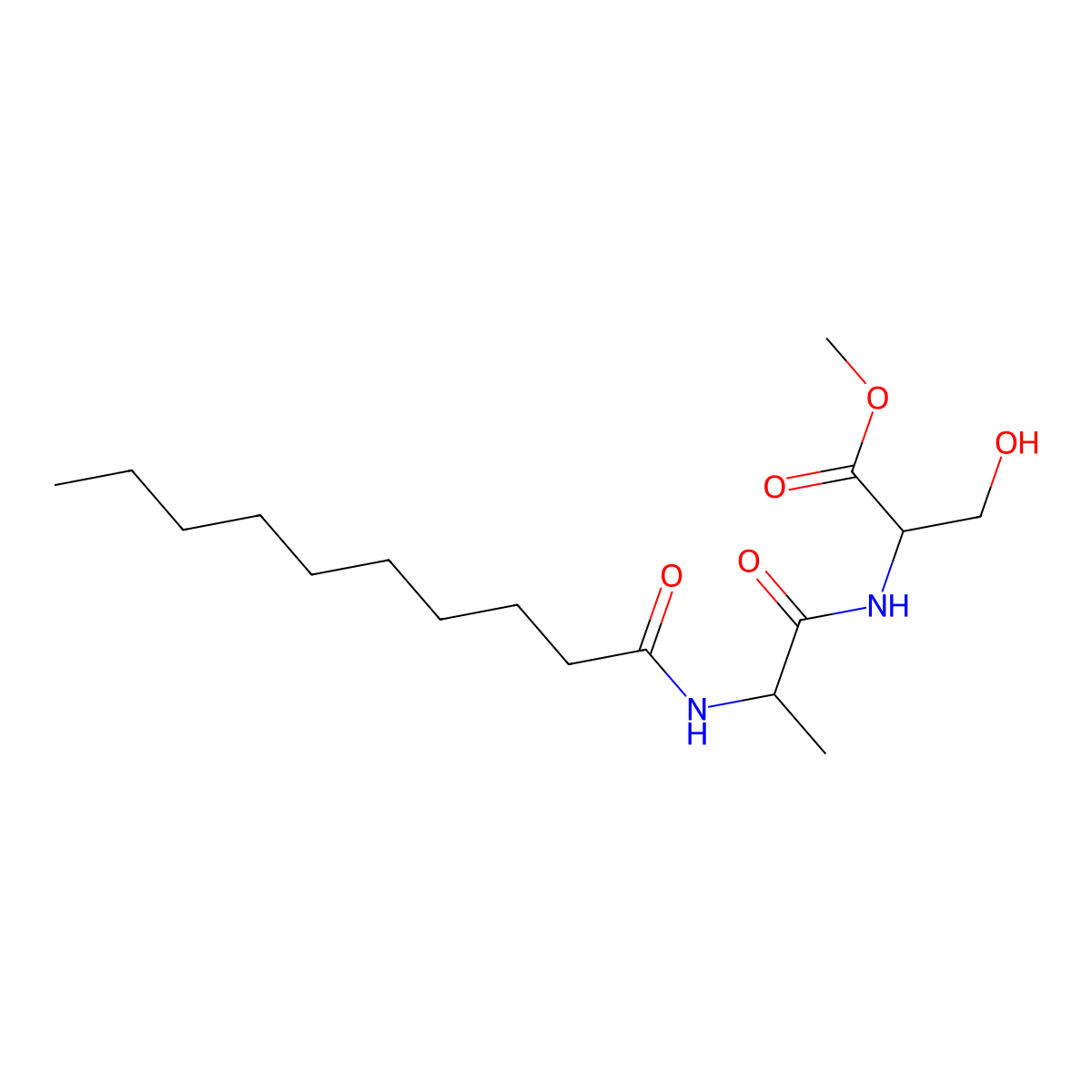 L-Serine, N-(N-(1-oxodecyl)-L-alanyl)-, methyl ester molecular structure, CAS 55728-15-9