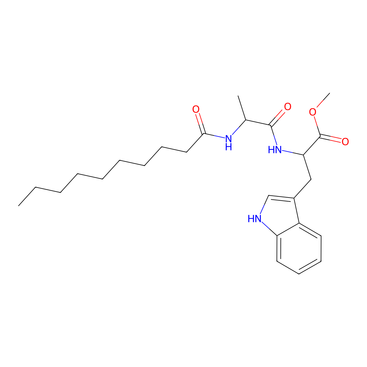 methyl 2-[2-(decanoylamino)propanoylamino]-3-(1H-indol-3-yl)propanoate molecular structure, CAS 55728-17-1
