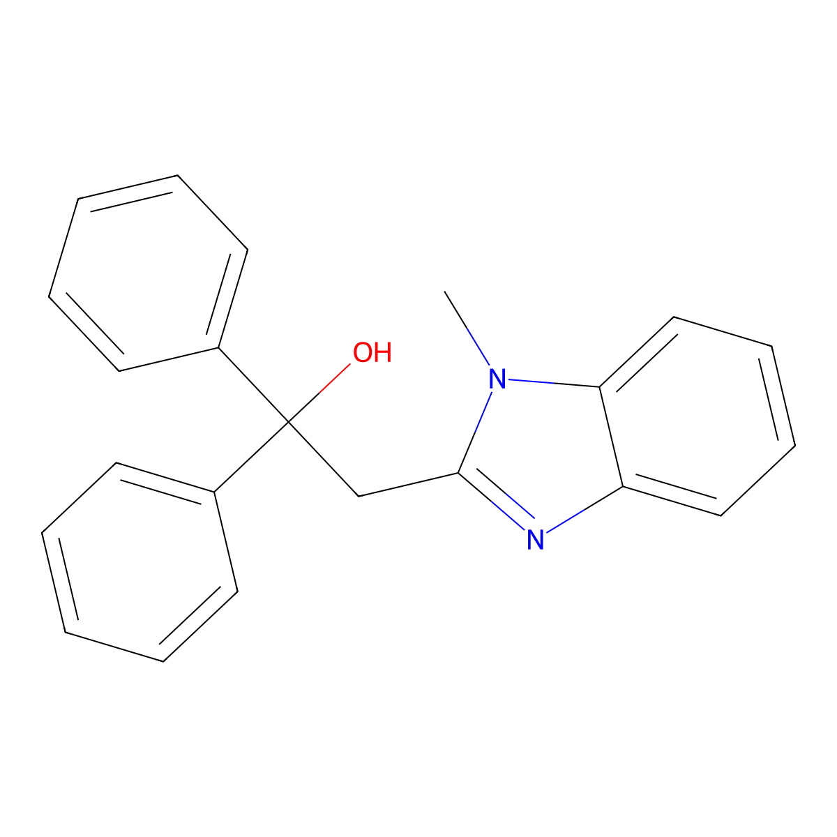 2-(1-methyl-1H-benzimidazol-2-yl)-1,1-diphenylethanol molecular structure, CAS 5573-17-1