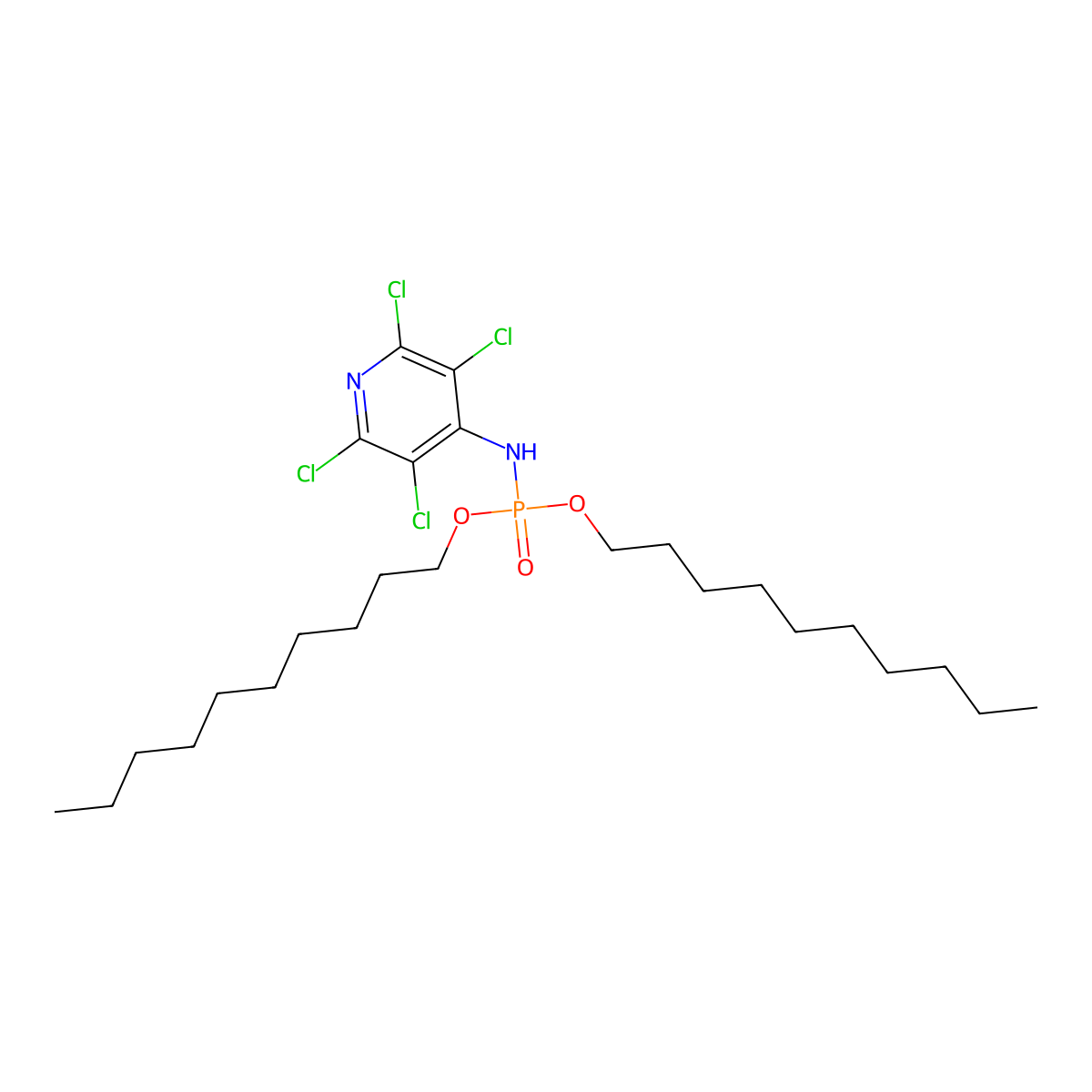 Phosphoramidic acid, (2,3,5,6-tetrachloro-4-pyridinyl)-, didecyl ester molecular structure, CAS 55733-28-3