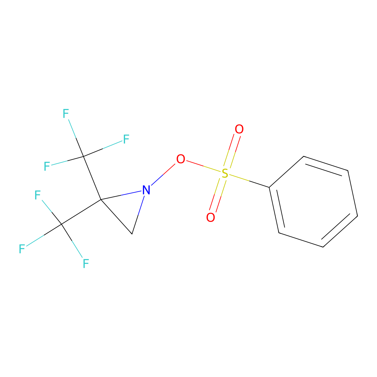 Aziridine, 1-[(phenylsulfonyl)oxy]-2,2-bis(trifluoromethyl)- molecular structure, CAS 55734-41-3