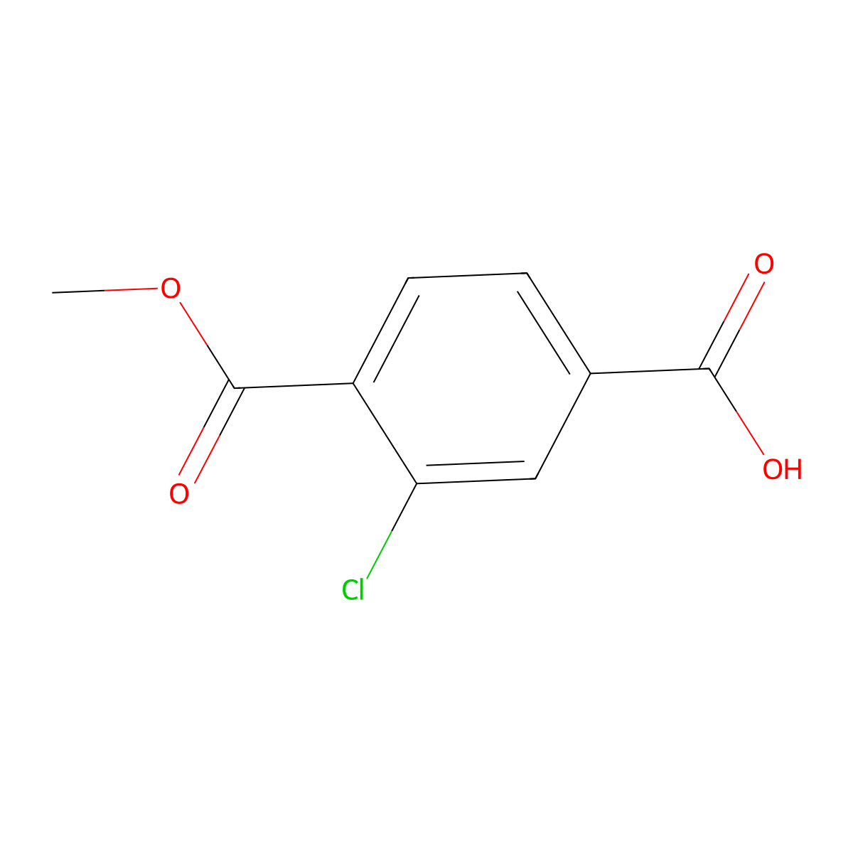 3-Chloro-4-(methoxycarbonyl)benzoic acid molecular structure, CAS 55737-77-4