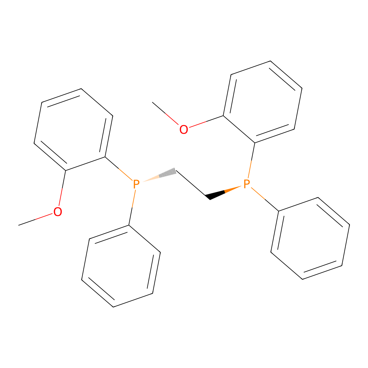 1,2-Bis((R)-(2-methoxyphenyl)(phenyl)phosphino)ethane , (R,R)-DIPAMP molecular structure, CAS 55739-58-7