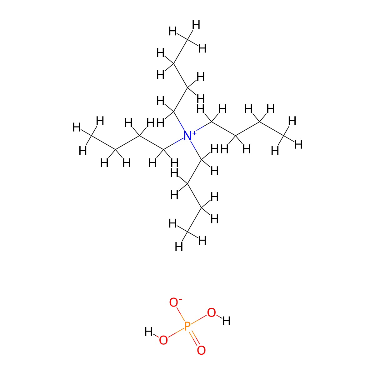 Tetrabutylammonium dihydrogen phosphate molecular structure, CAS 5574-97-0