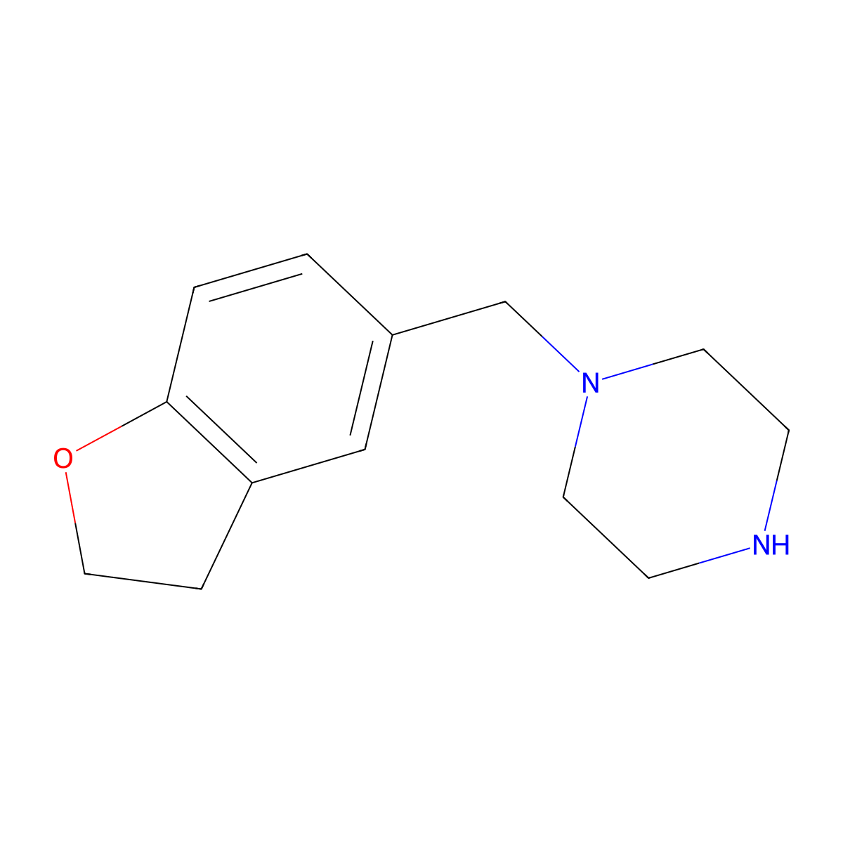 1-[(2,3-Dihydro-5-benzofuryl)methyl]piperazine molecular structure, CAS 55745-69-2
