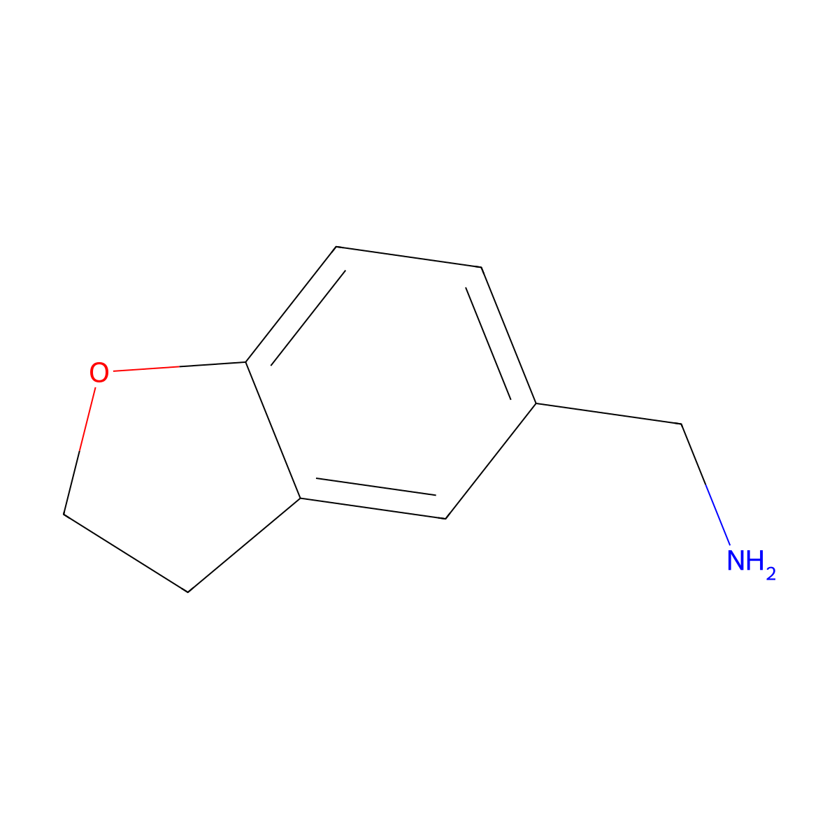 2,3-Dihydro-1-benzofuran-5-ylmethanamine molecular structure, CAS 55745-74-9