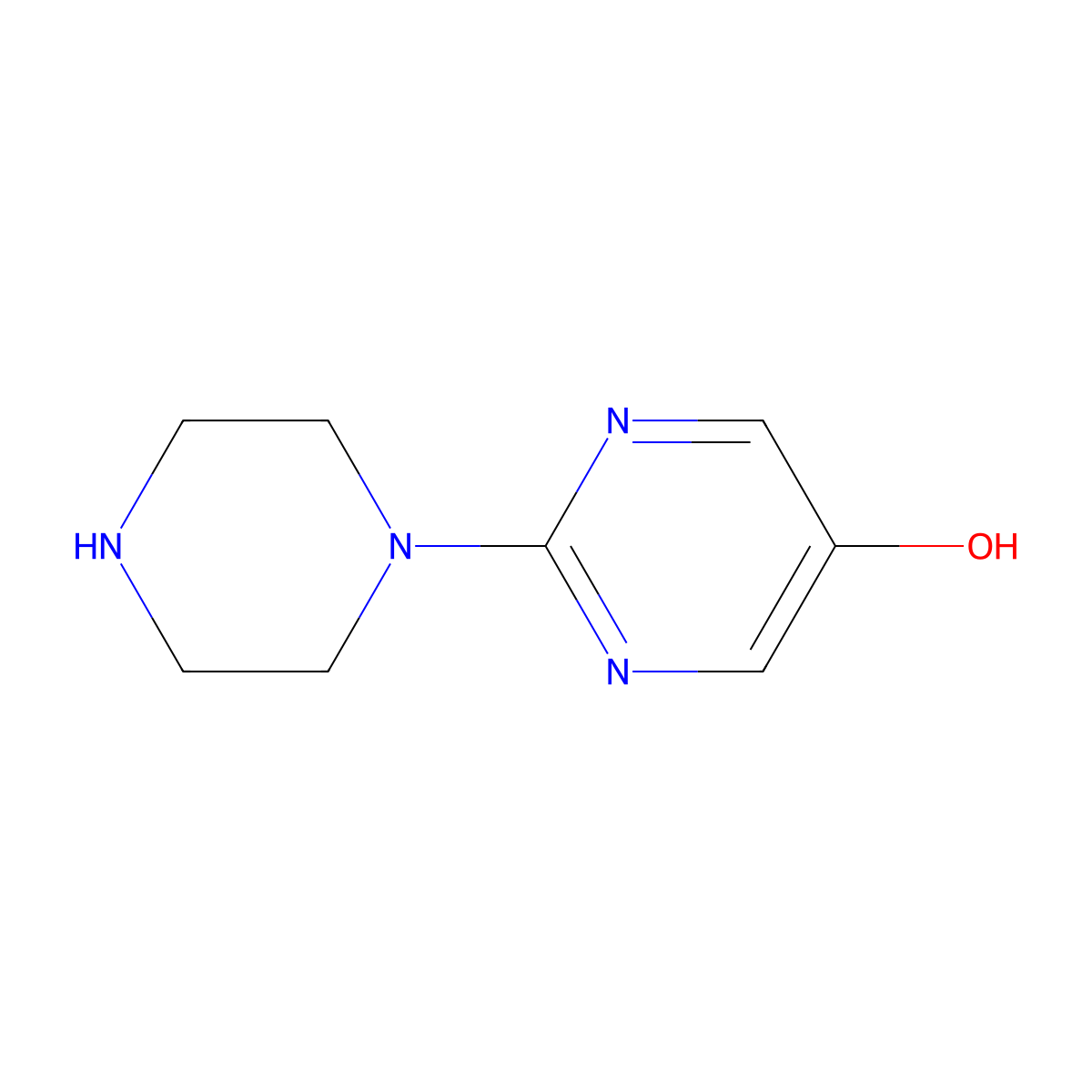 1-(5-Hydroxy-2-pyrimidinyl)piperazine molecular structure, CAS 55745-85-2