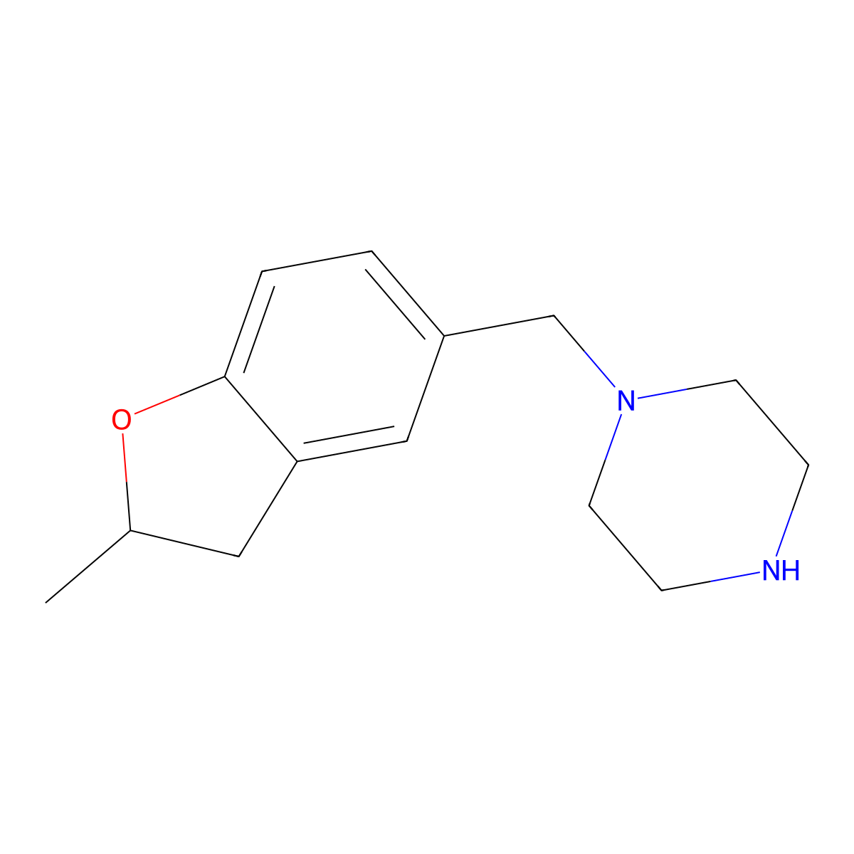 1-[(2-Methyl-2,3-dihydro-1-benzofuran-5-yl)methyl]piperazine molecular structure, CAS 55745-90-9