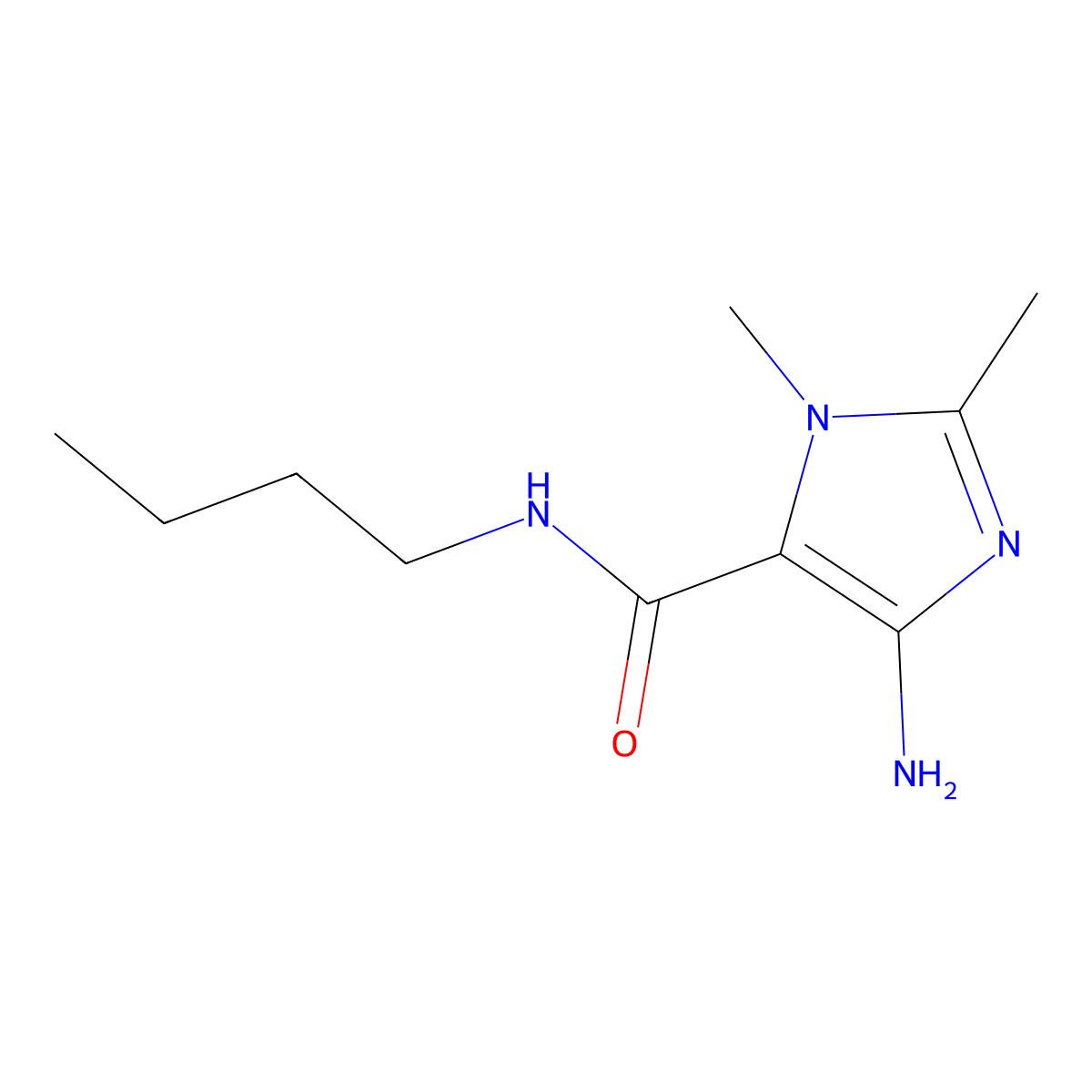 4-amino-N-butyl-1,2-dimethyl-1H-imidazole-5-carboxamide molecular structure, CAS 55746-85-5