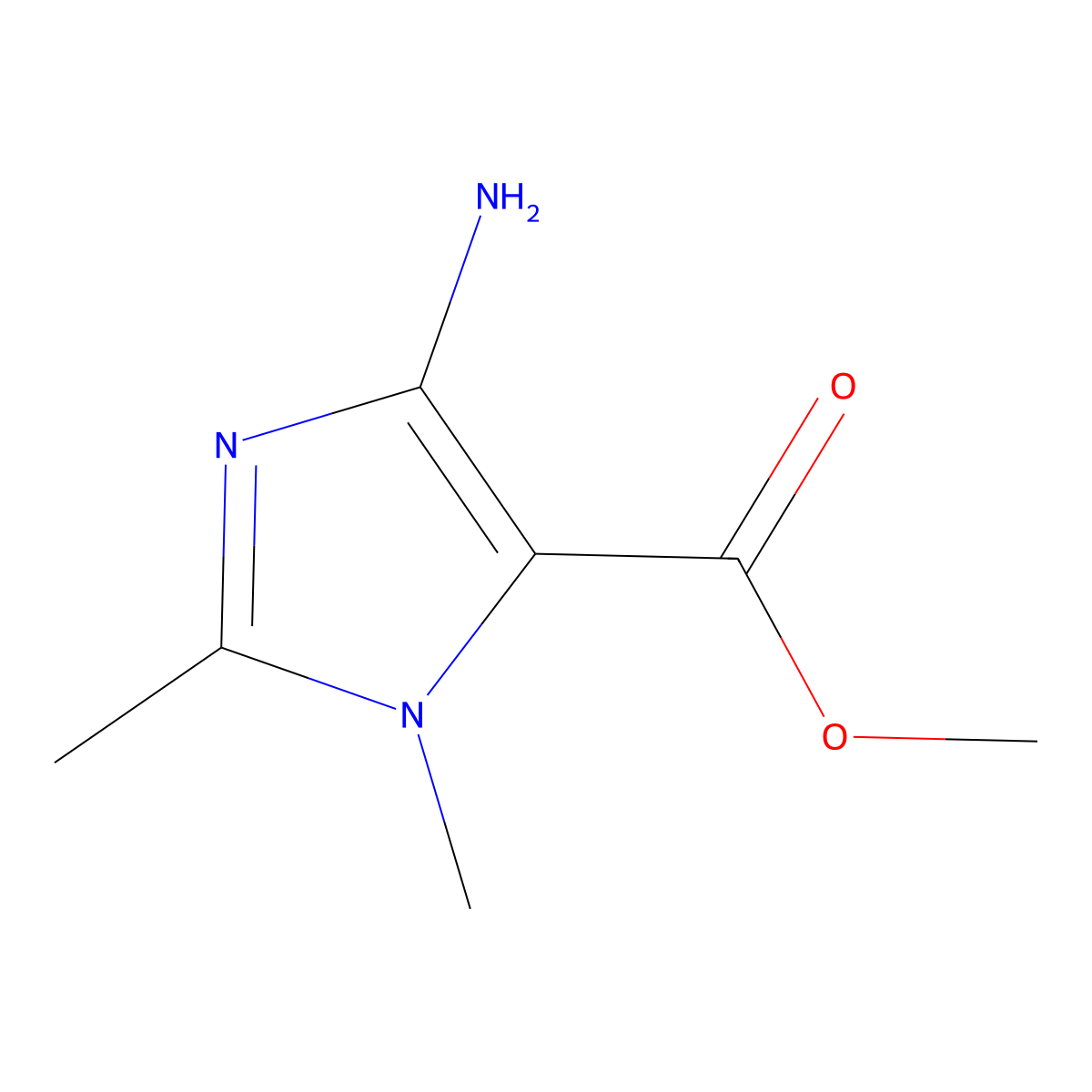 methyl 4-amino-1,2-dimethyl-1H-imidazole-5-carboxylate molecular structure, CAS 55747-00-7