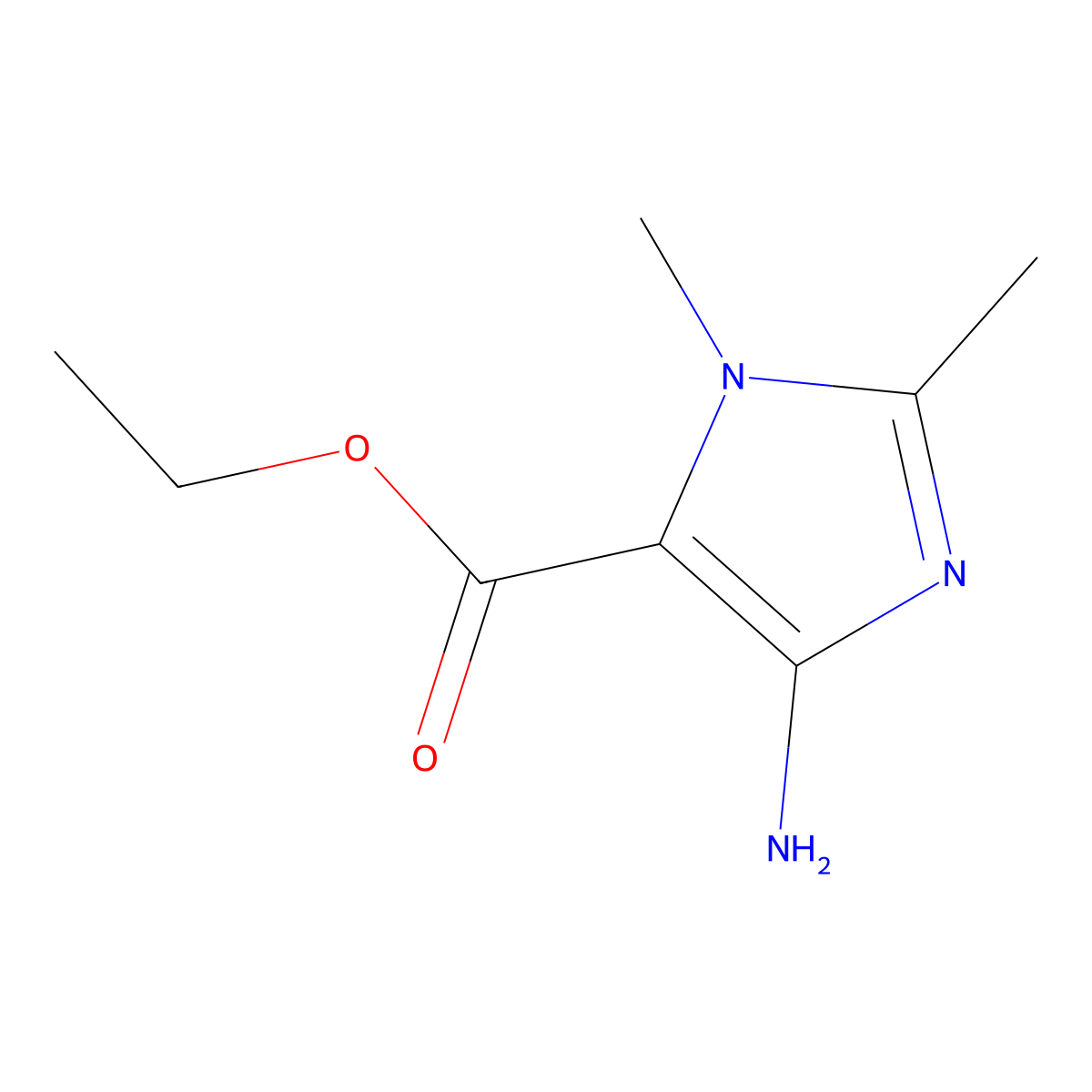 ethyl 4-amino-1,2-dimethyl-1H-imidazole-5-carboxylate molecular structure, CAS 55747-02-9