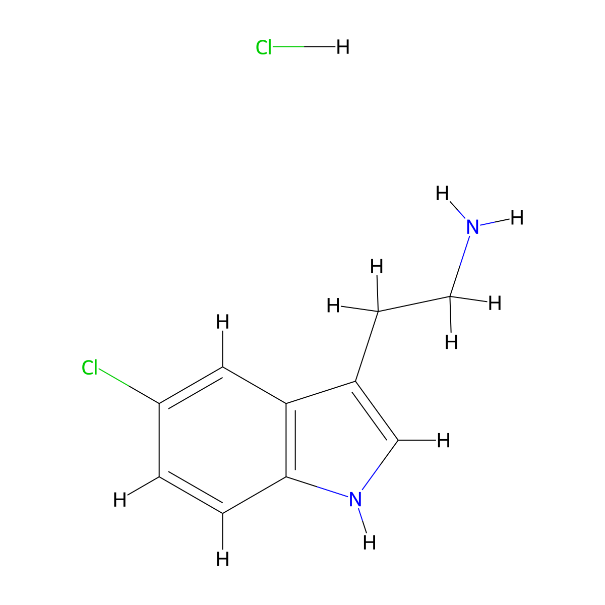 5-Chloro-1H-indole-3-ethylamine monohydrochloride molecular structure, CAS 55747-73-4
