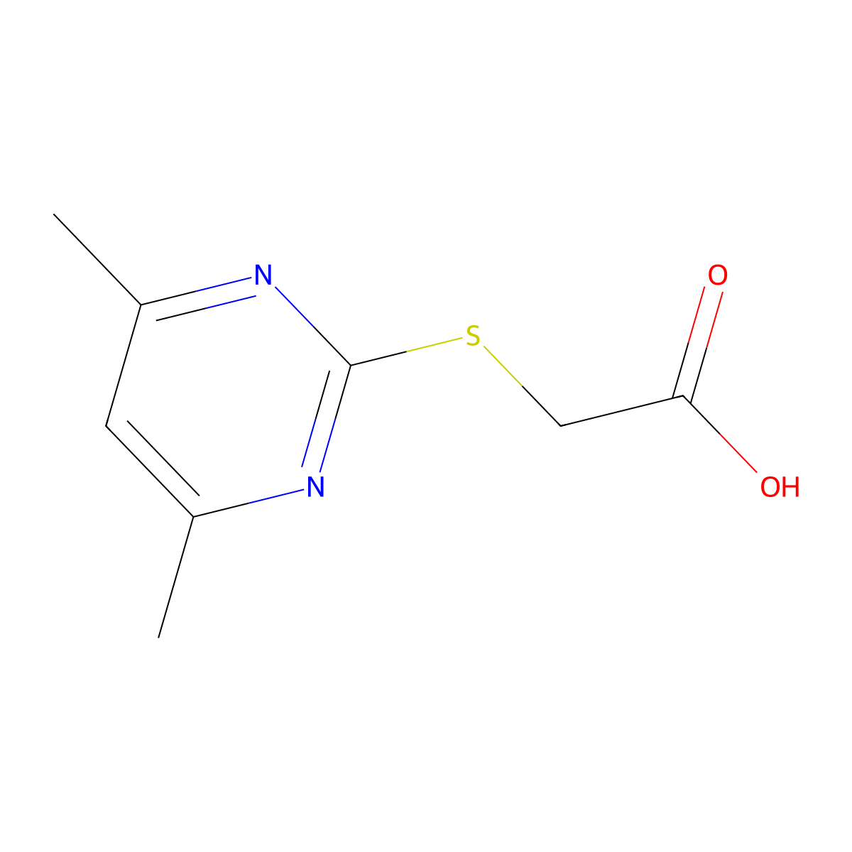 2-((4,6-Dimethyl-2-pyrimidinyl)thio)acetic acid molecular structure, CAS 55749-30-9