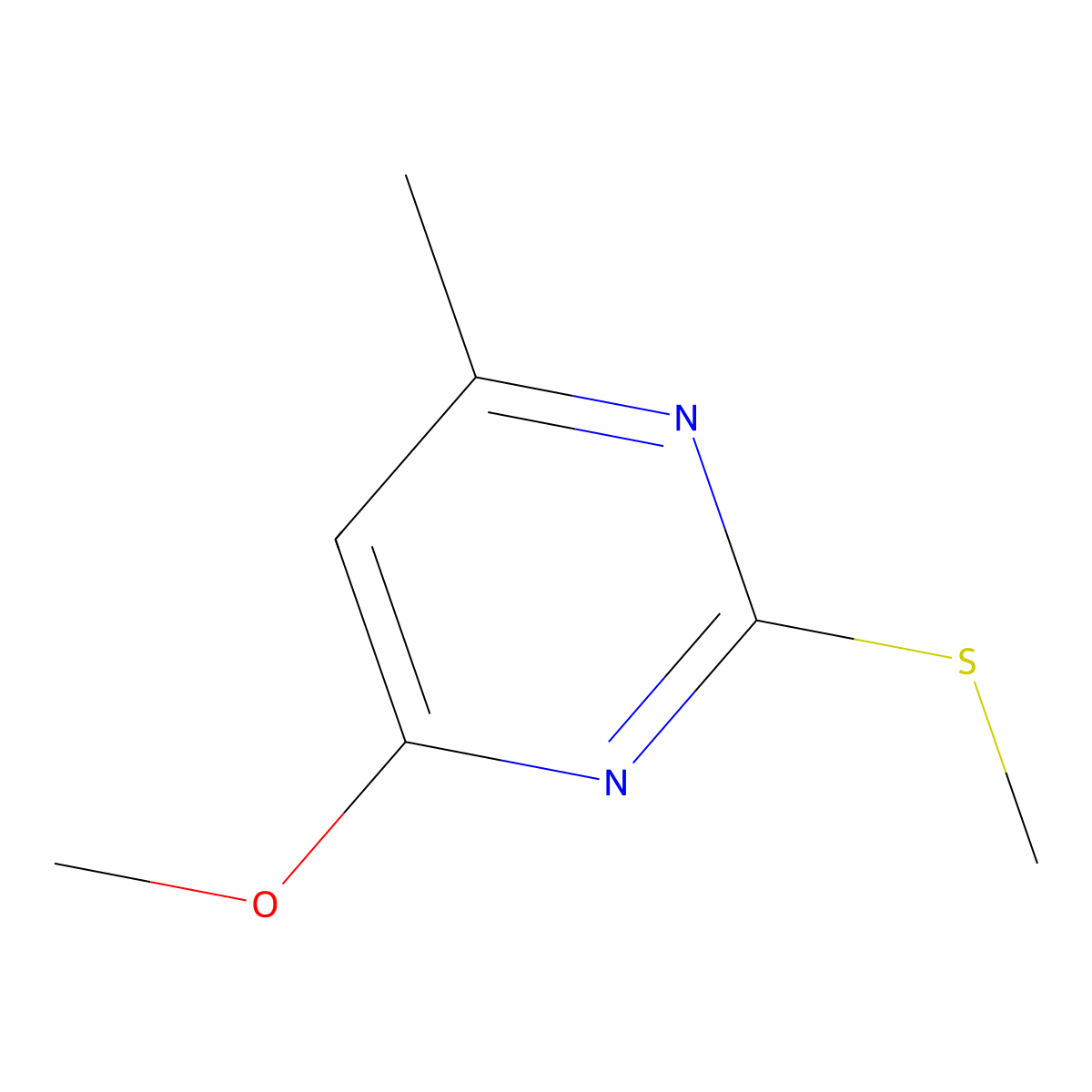 4-Methoxy-6-methyl-2-(methylsulfanyl)pyrimidine molecular structure, CAS 55749-33-2