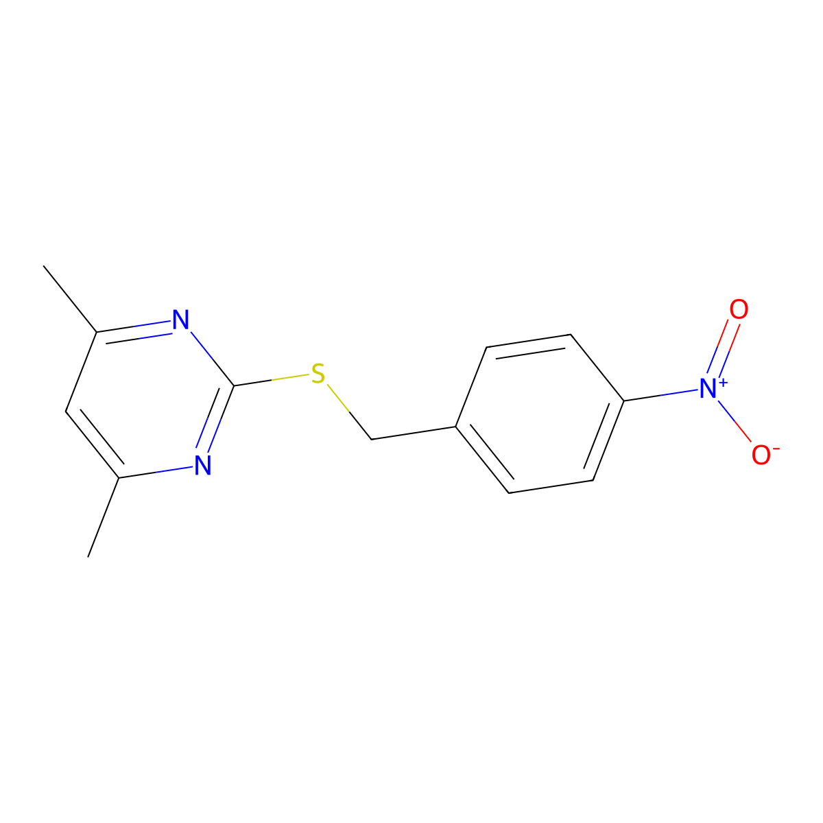4,6-Dimethyl-2-[(4-nitrobenzyl)sulfanyl]pyrimidine molecular structure, CAS 55749-84-3