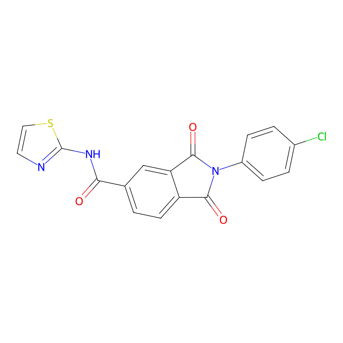 2-(4-chlorophenyl)-1,3-dioxo-N-(1,3-thiazol-2-yl)isoindole-5-carboxamide molecular structure, CAS 5575-04-2