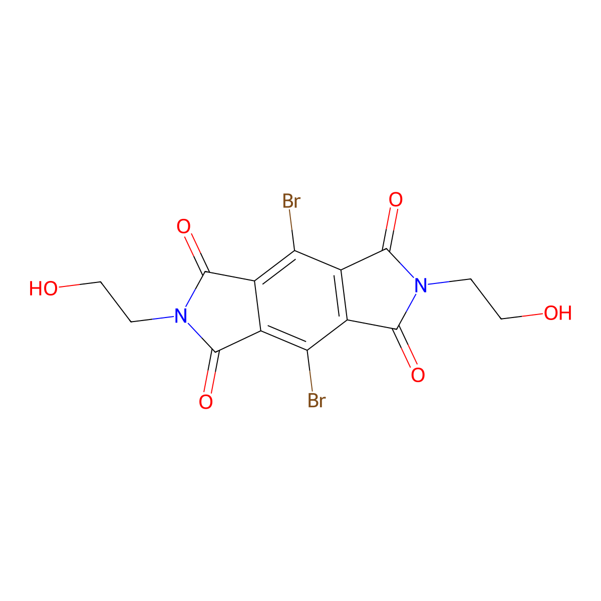 4,8-Dibromo-2,6-bis(2-hydroxyethyl)pyrrolo[3,4-f]isoindole-1,3,5,7-tetrone molecular structure, CAS 5575-10-0