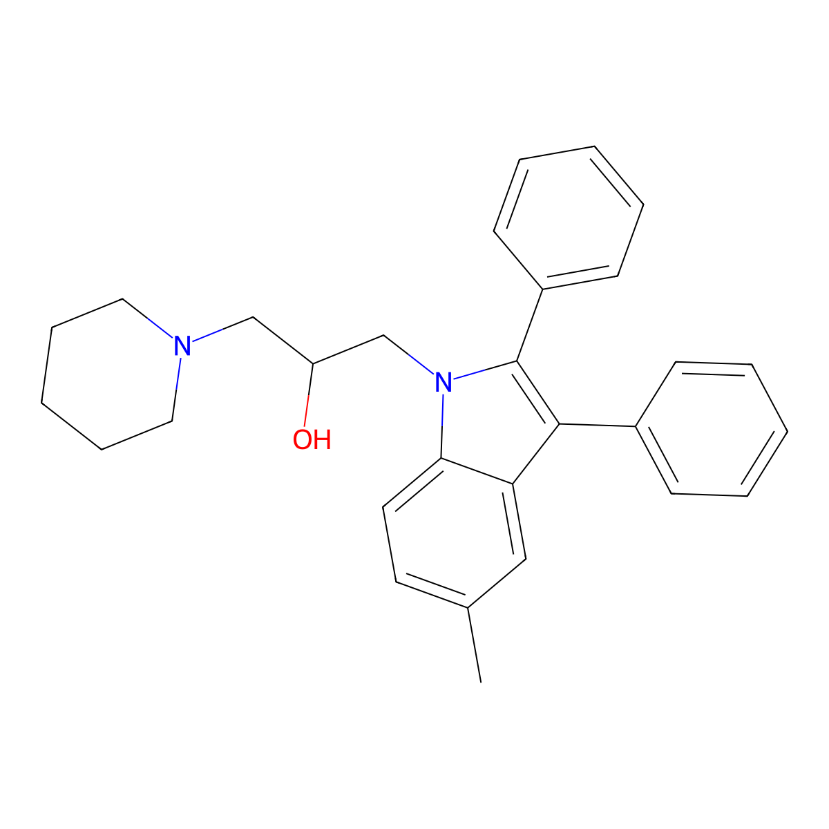 1-(5-Methyl-2,3-diphenylindolyl)-3-piperidylpropan-2-ol molecular structure, CAS 5575-19-9