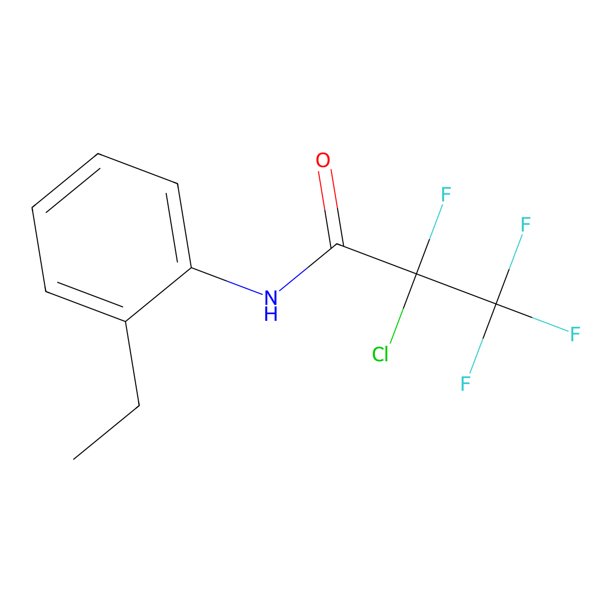 2-chloro-N-(2-ethylphenyl)-2,3,3,3-tetrafluoropropanamide molecular structure, CAS 5575-36-0