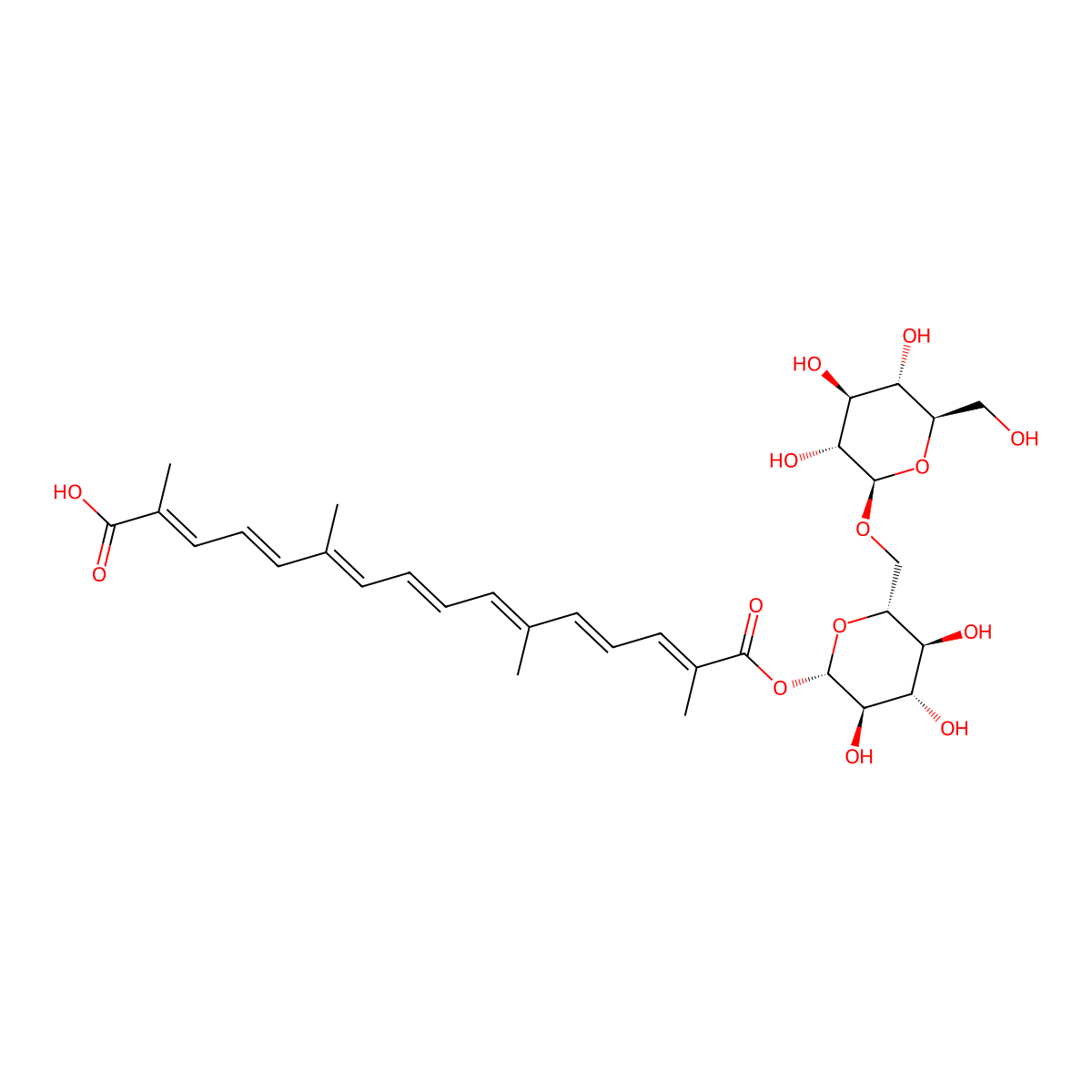 beta-D-gentiobiosyl crocetin molecular structure, CAS 55750-85-1