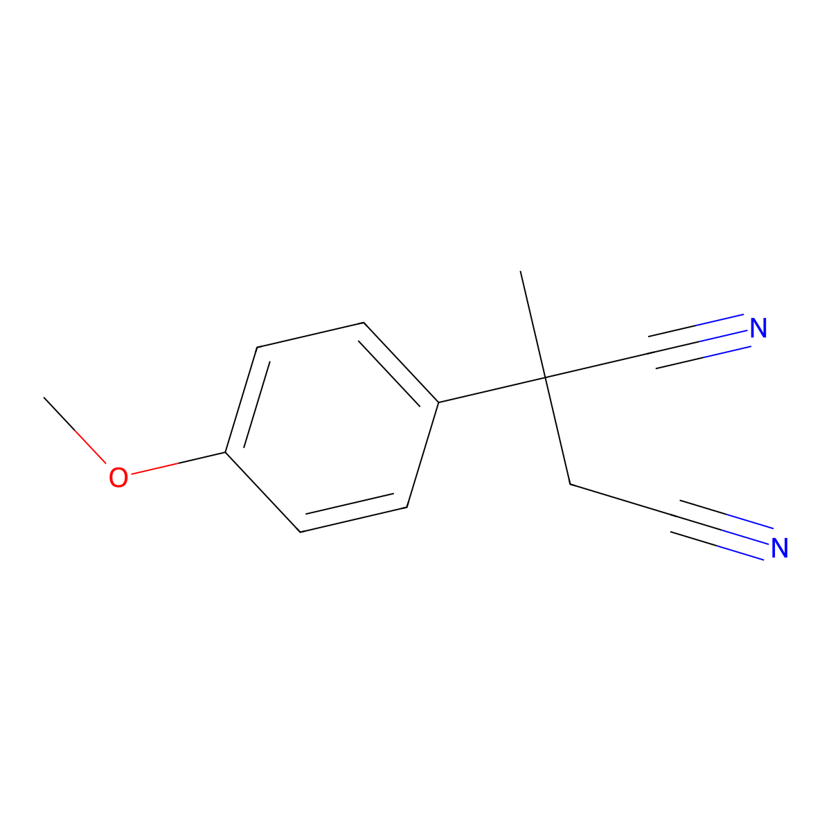 2-(4-Methoxyphenyl)-2-methylbutanedinitrile molecular structure, CAS 55755-77-6