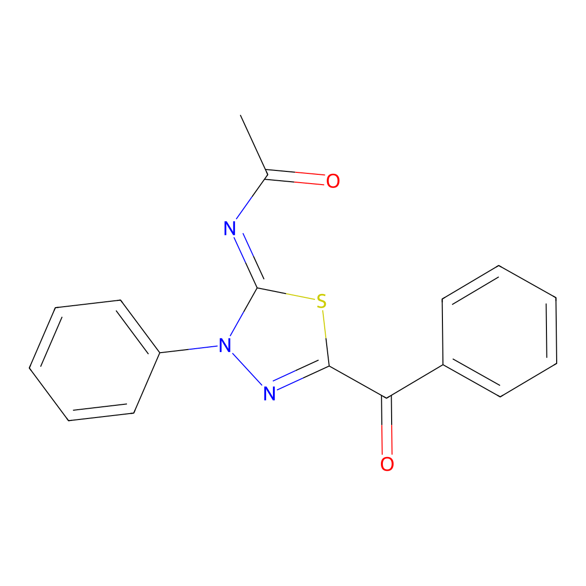 N-(5-Benzoyl-3-phenyl-1,3,4-thiadiazol-2(3H)-ylidene)acetamide molecular structure, CAS 55758-31-1