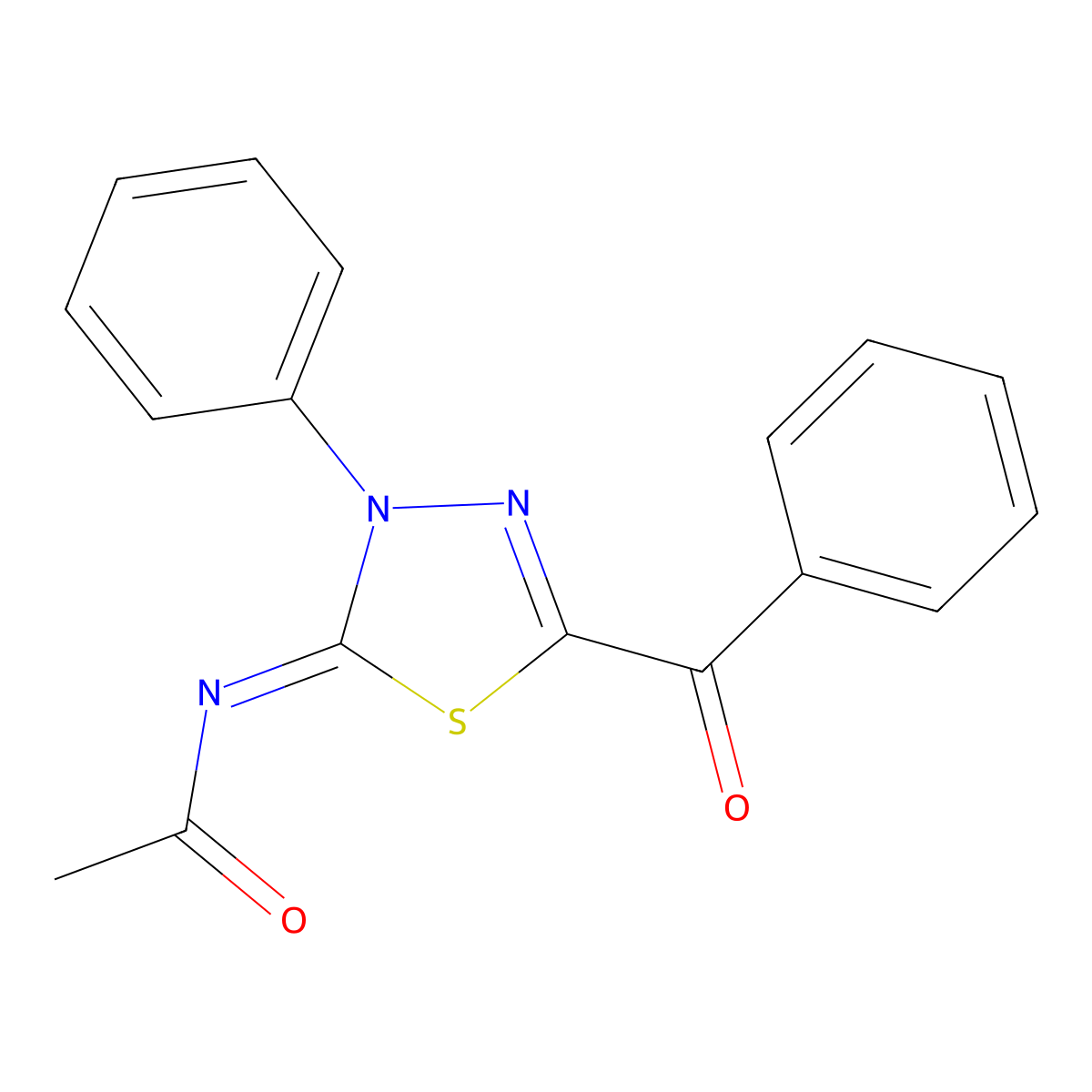 N-(5-Benzoyl-3-phenyl-1,3,4-thiadiazol-2(3H)-ylidene)acetamide molecular structure, CAS 55758-31-1