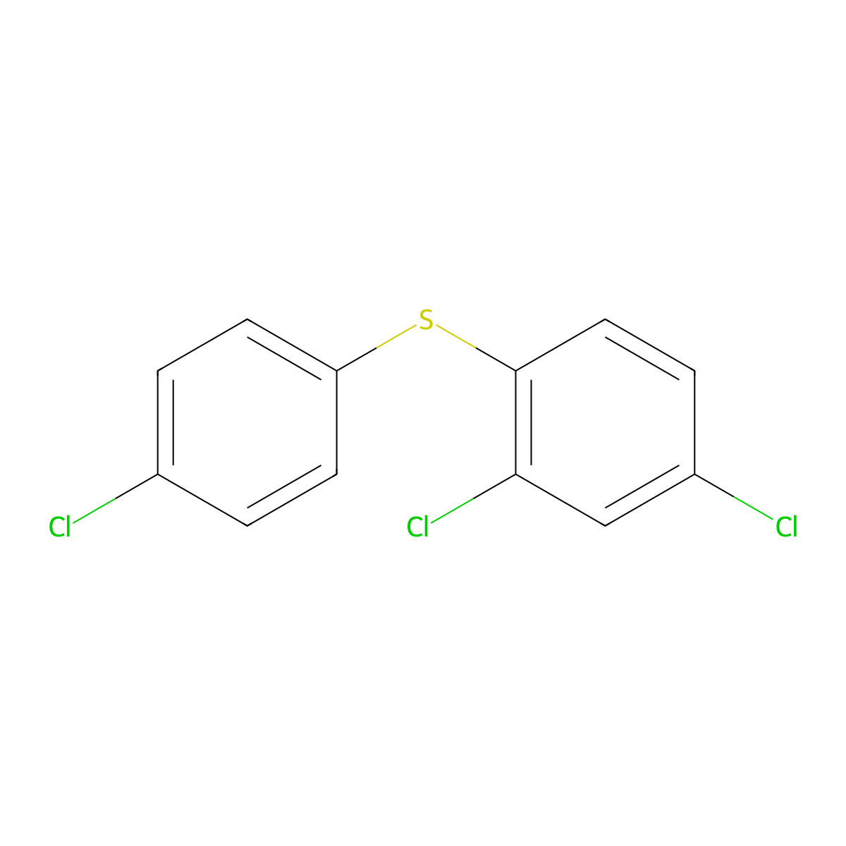 Benzene, 2,4-dichloro-9-((4-chlorophenyl)thio)- molecular structure, CAS 55759-88-1