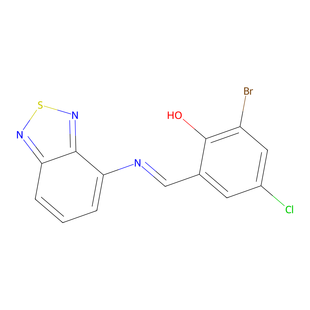 2-[(2,1,3-Benzothiadiazol-4-ylimino)methyl]-6-bromo-4-chlorophenol molecular structure, CAS 5576-30-7