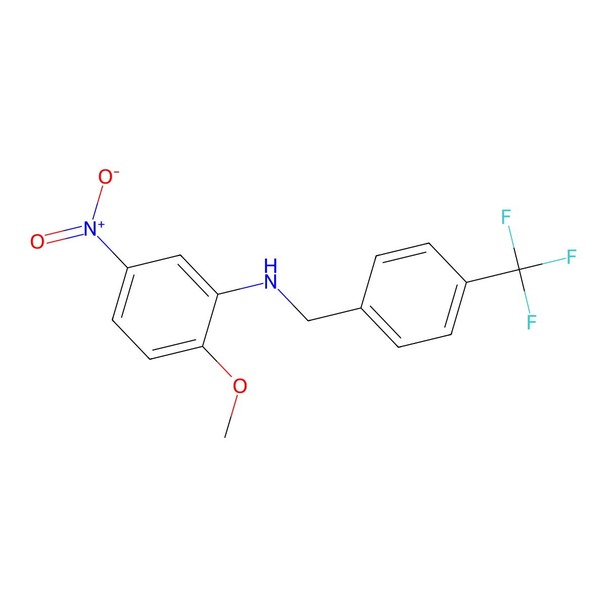 (2-Methoxy-5-nitro-phenyl)-(4-trifluoromethyl-benzyl)-amine molecular structure, CAS 5576-52-3