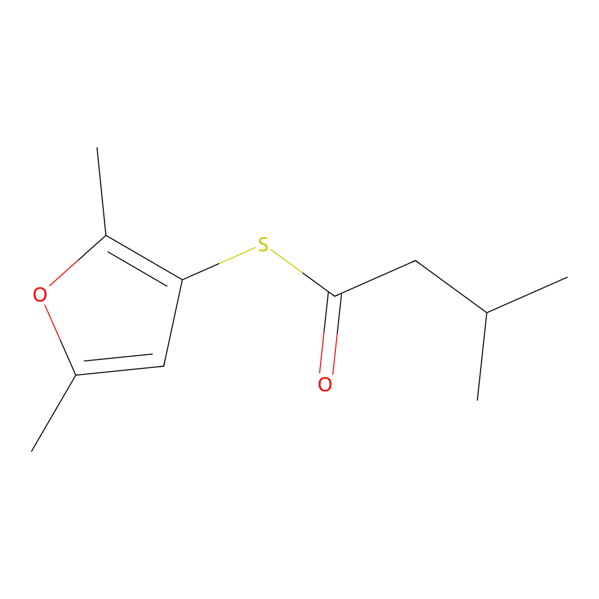 2,5-Dimethyl-3-thioisovalerylfuran molecular structure, CAS 55764-28-8