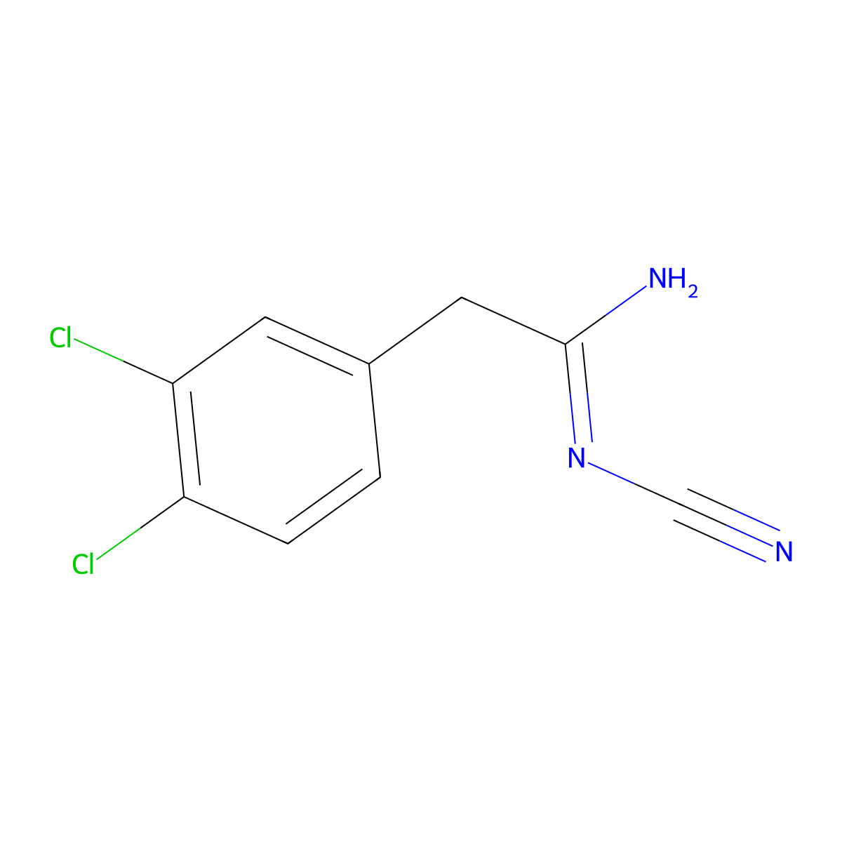 N'-cyano-2-(3,4-dichlorophenyl)ethanimidamide molecular structure, CAS 55770-03-1