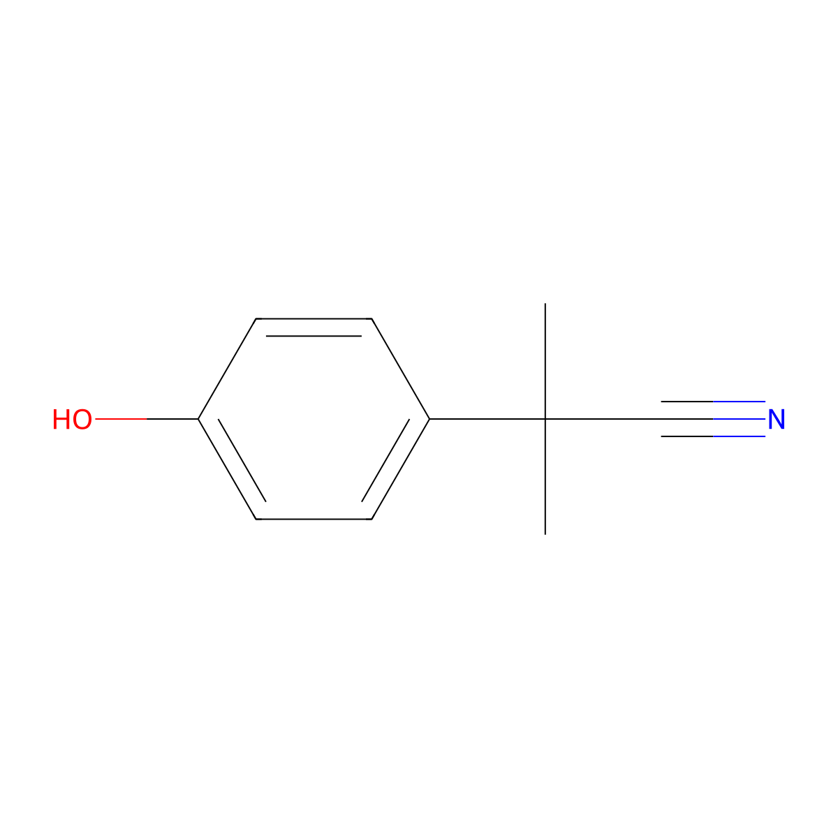 2-(4-Hydroxyphenyl)-2-methylpropanenitrile molecular structure, CAS 55770-61-1