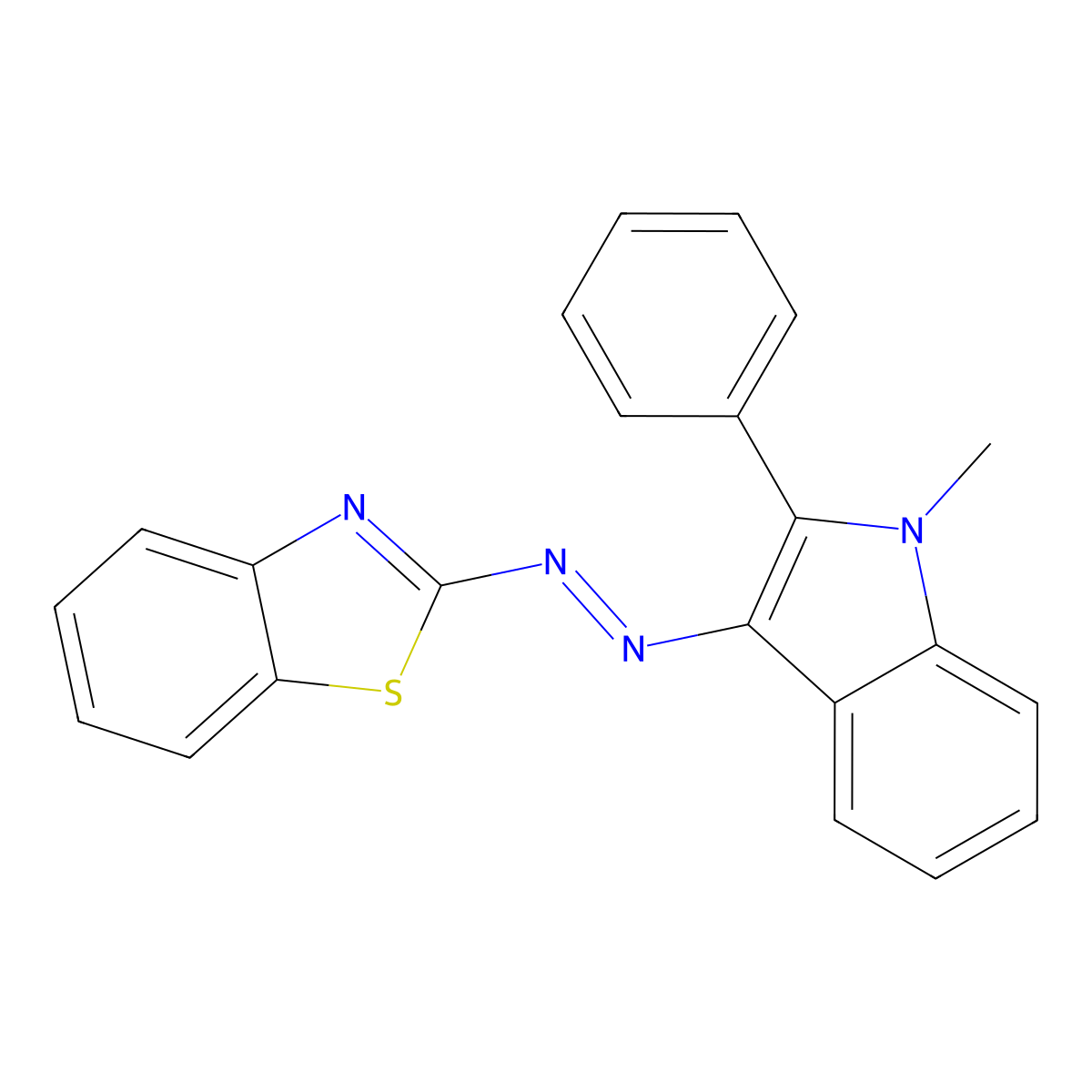 2-((1-Methyl-2-phenyl-1H-indol-3-yl)diazenyl)benzo[d]thiazole molecular structure, CAS 55773-66-5
