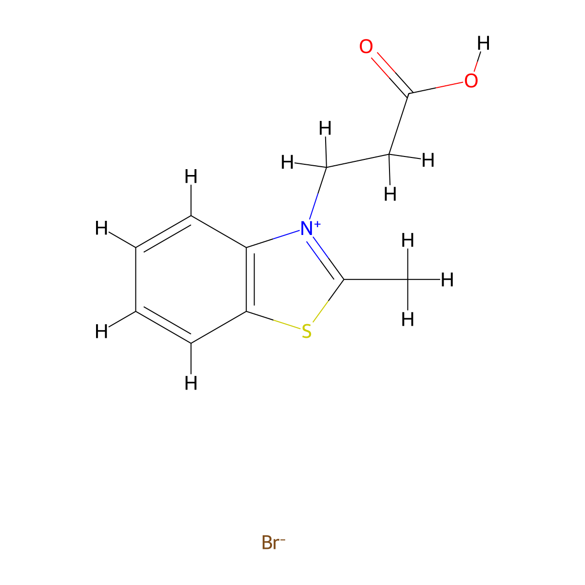 Benzothiazolium, 3-(2-carboxyethyl)-2-methyl-, bromide (1:1) molecular structure, CAS 55775-26-3