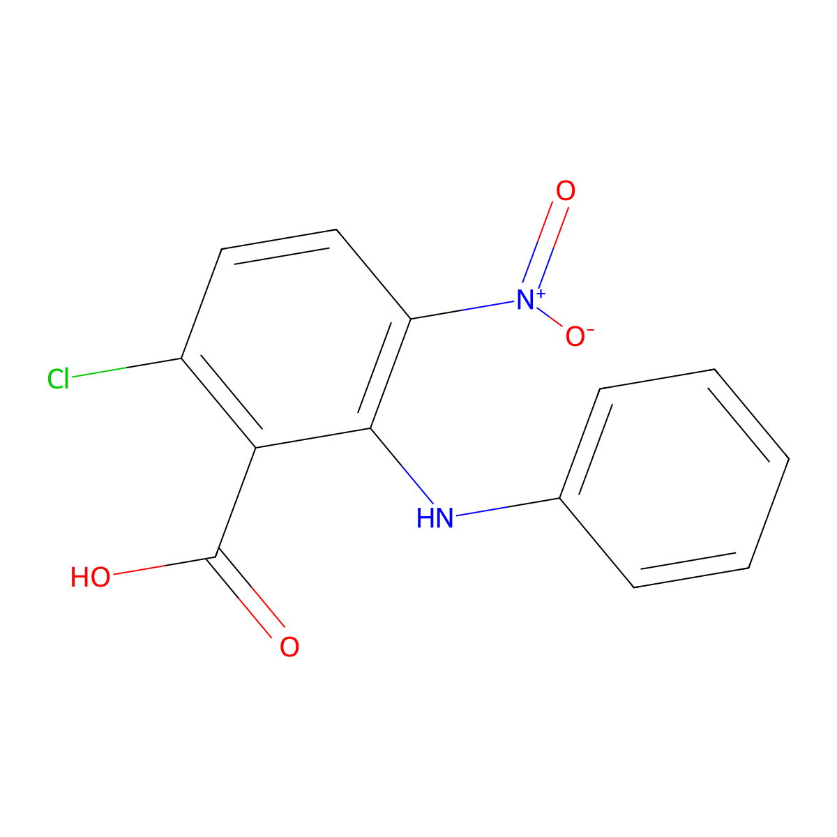 2-Anilino-6-chloro-3-nitrobenzoic acid molecular structure, CAS 55776-07-3