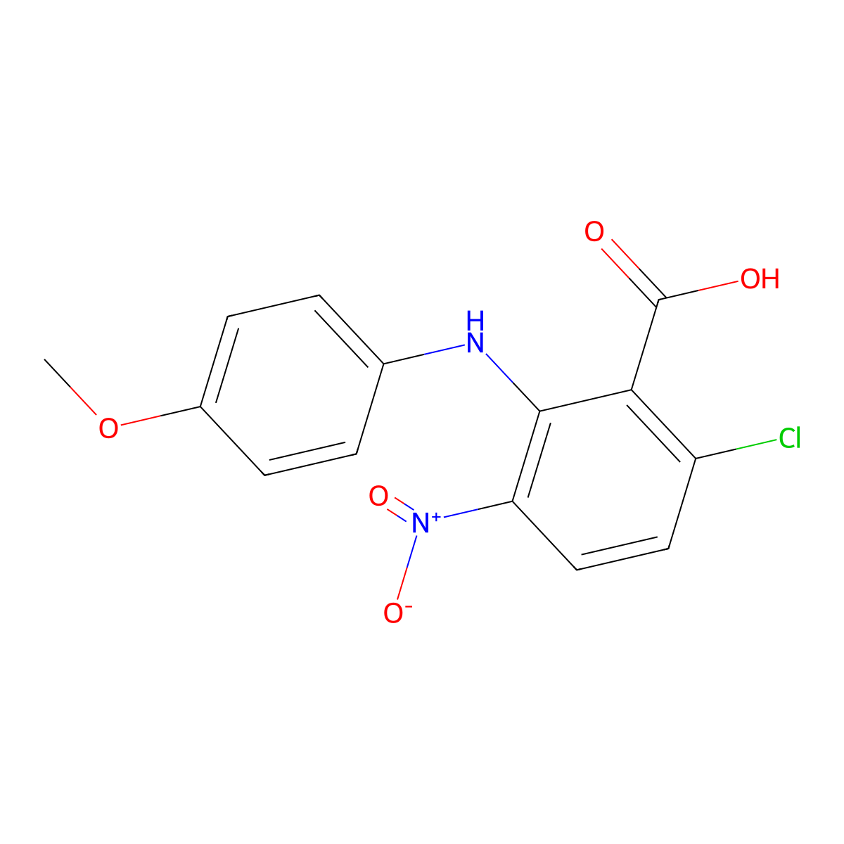 6-Chloro-2-(4-methoxyanilino)-3-nitrobenzoic acid molecular structure, CAS 55776-09-5